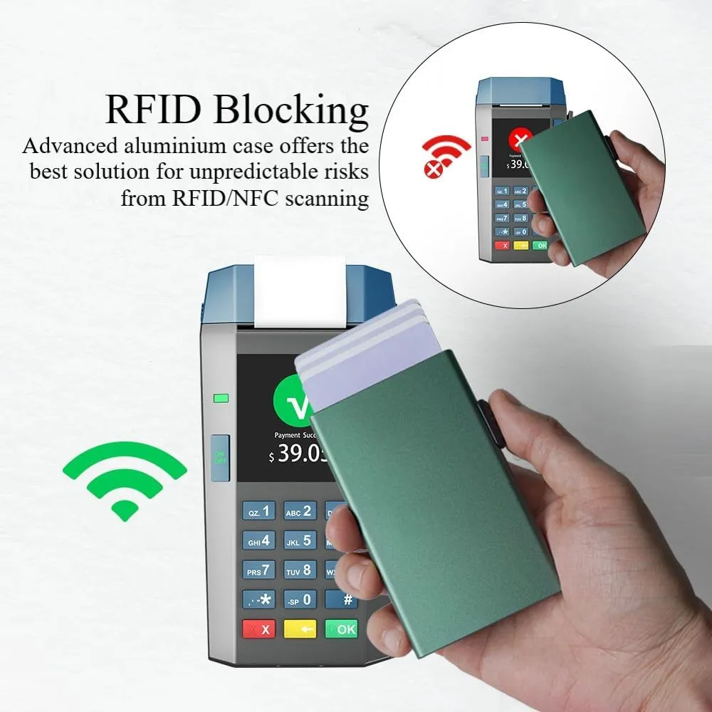 Slim Metal Wallets | RFID Blocking Credit Card Holder Wallet | Business Card Holder Case | Minimalist Pop Up Wallet for Men and Women