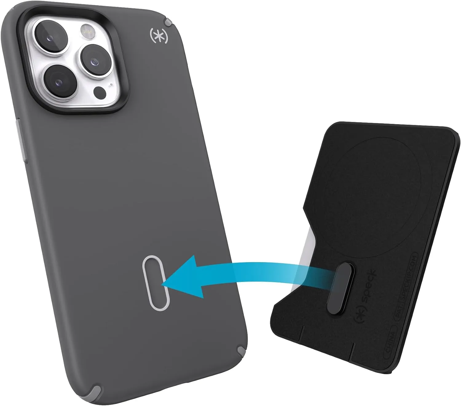 Speck iPhone Wallet MagSafe Accessory - Removable ClickLock No-Slip Interlock - Holds 1-3 Cards - Soft Touch Finish, Scratch Resistant Card Holder Built for MagSafe - Black