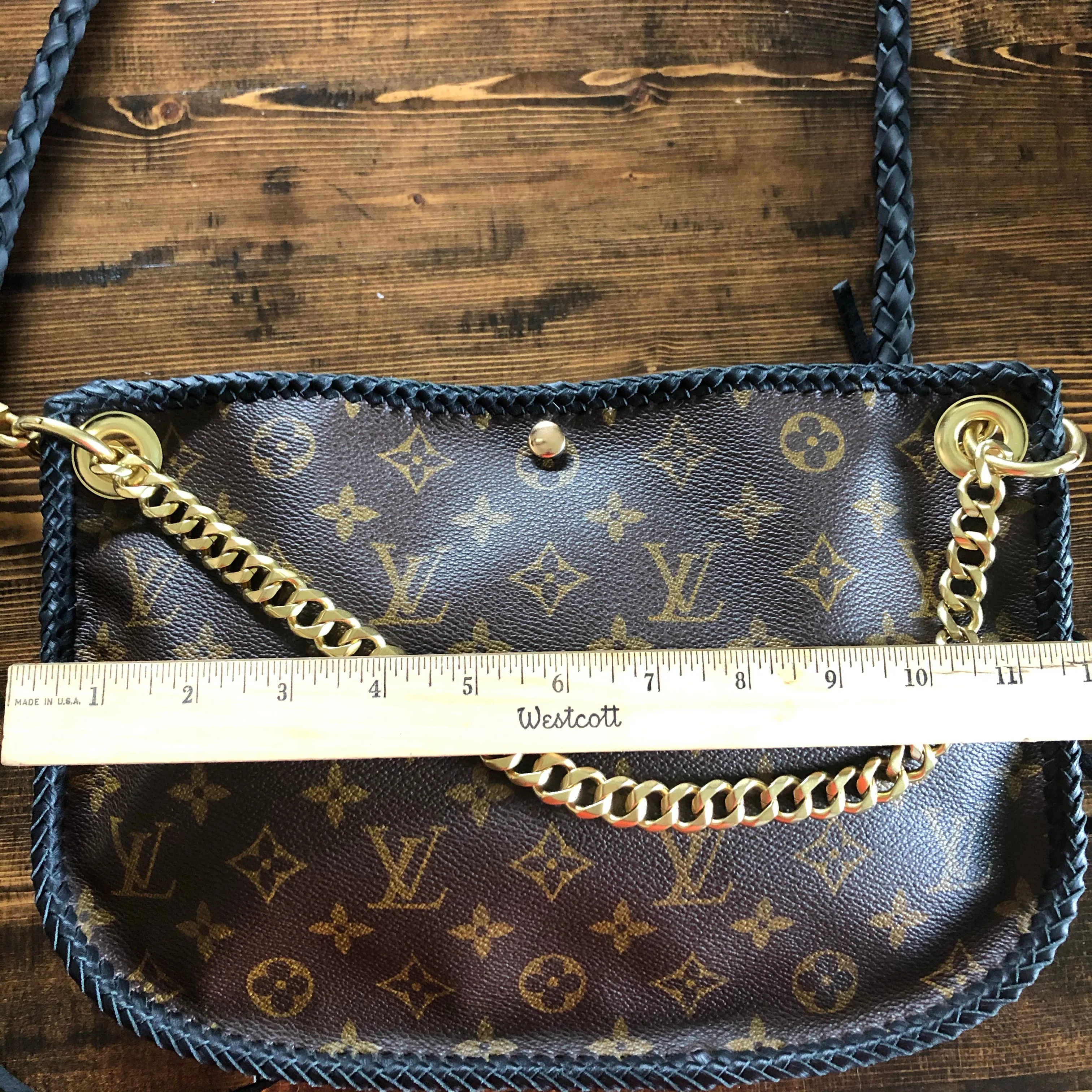 The Peacock - Vintage Monogram Hobo Crossbody in Black - Brass Hardware