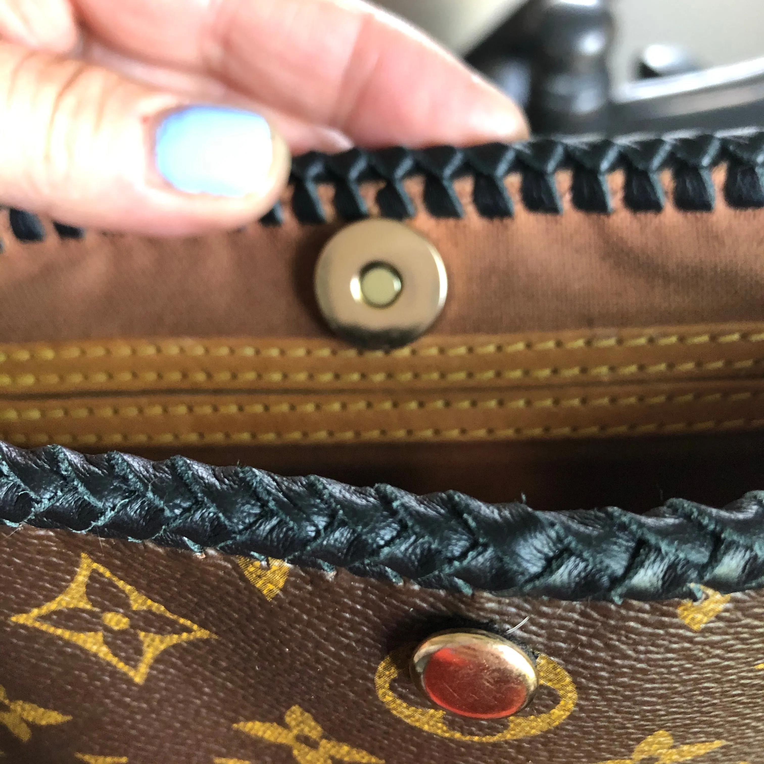 The Peacock - Vintage Monogram Hobo Crossbody in Black - Brass Hardware