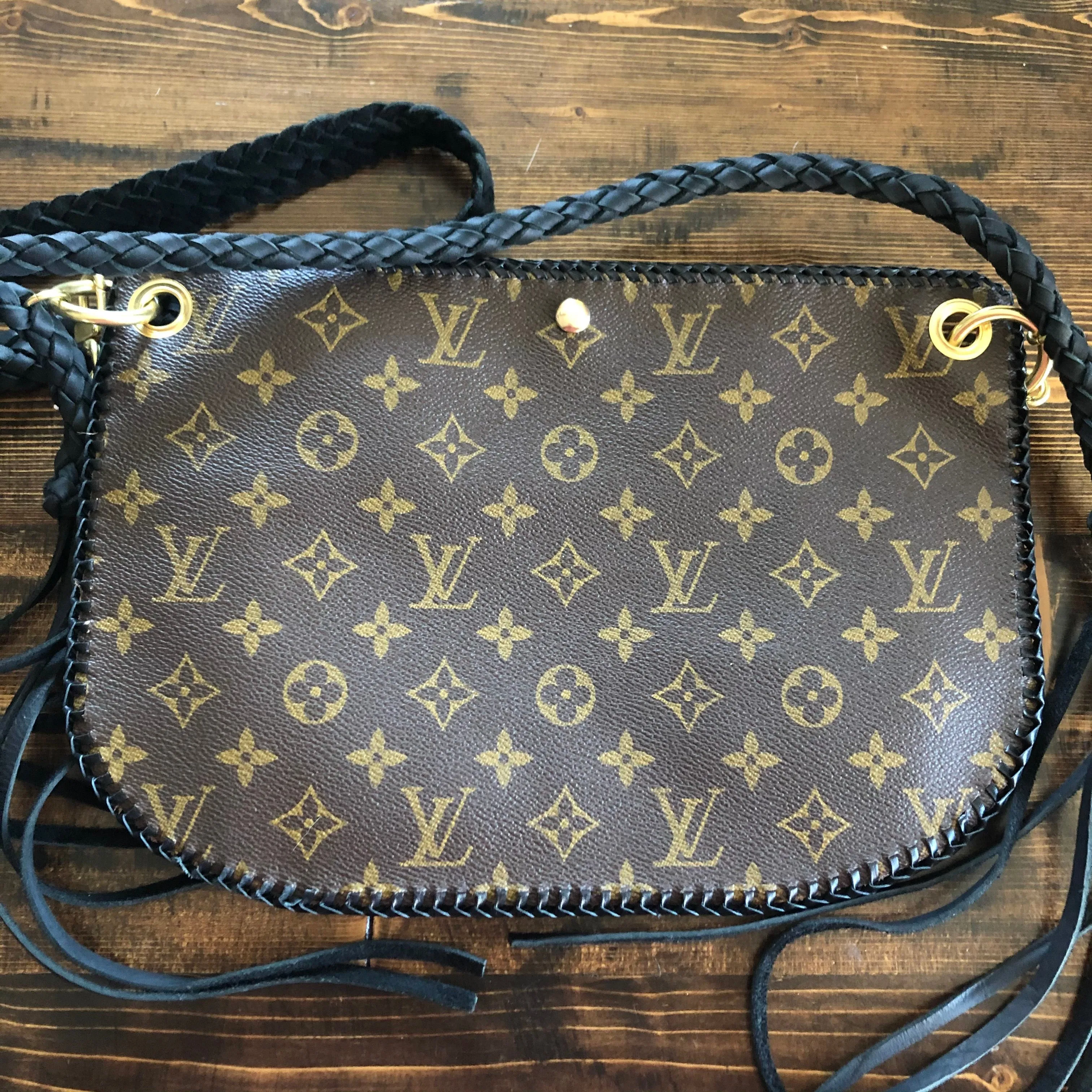 The Peacock - Vintage Monogram Hobo Crossbody in Black - Gold Hardware