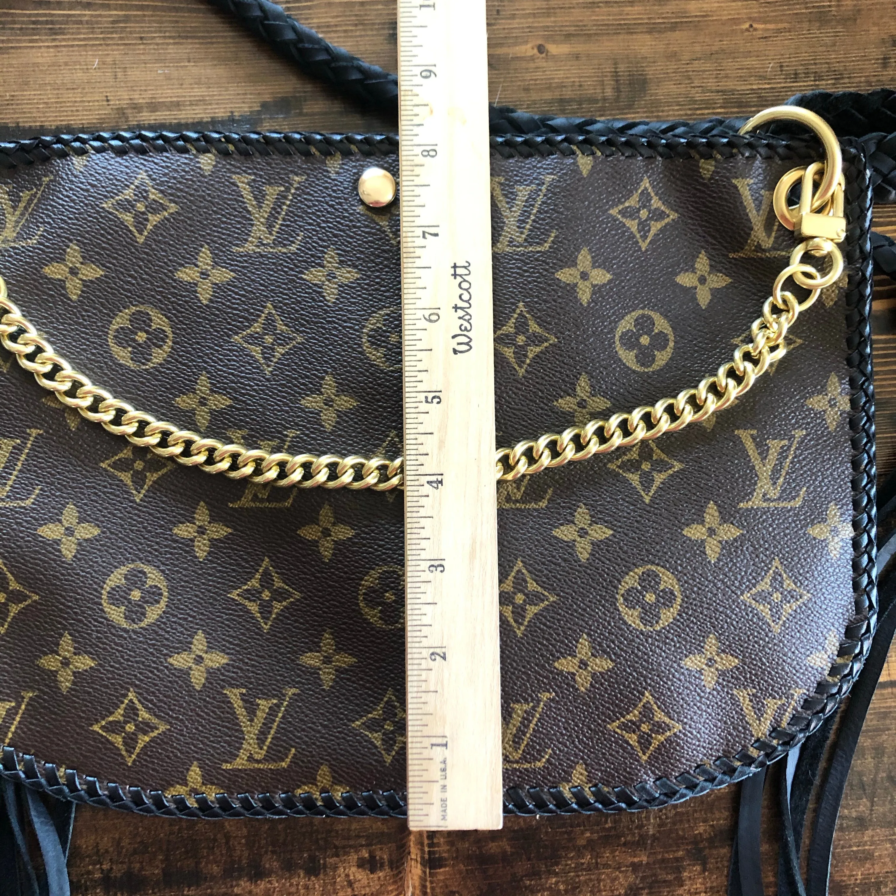 The Peacock - Vintage Monogram Hobo Crossbody in Black - Gold Hardware