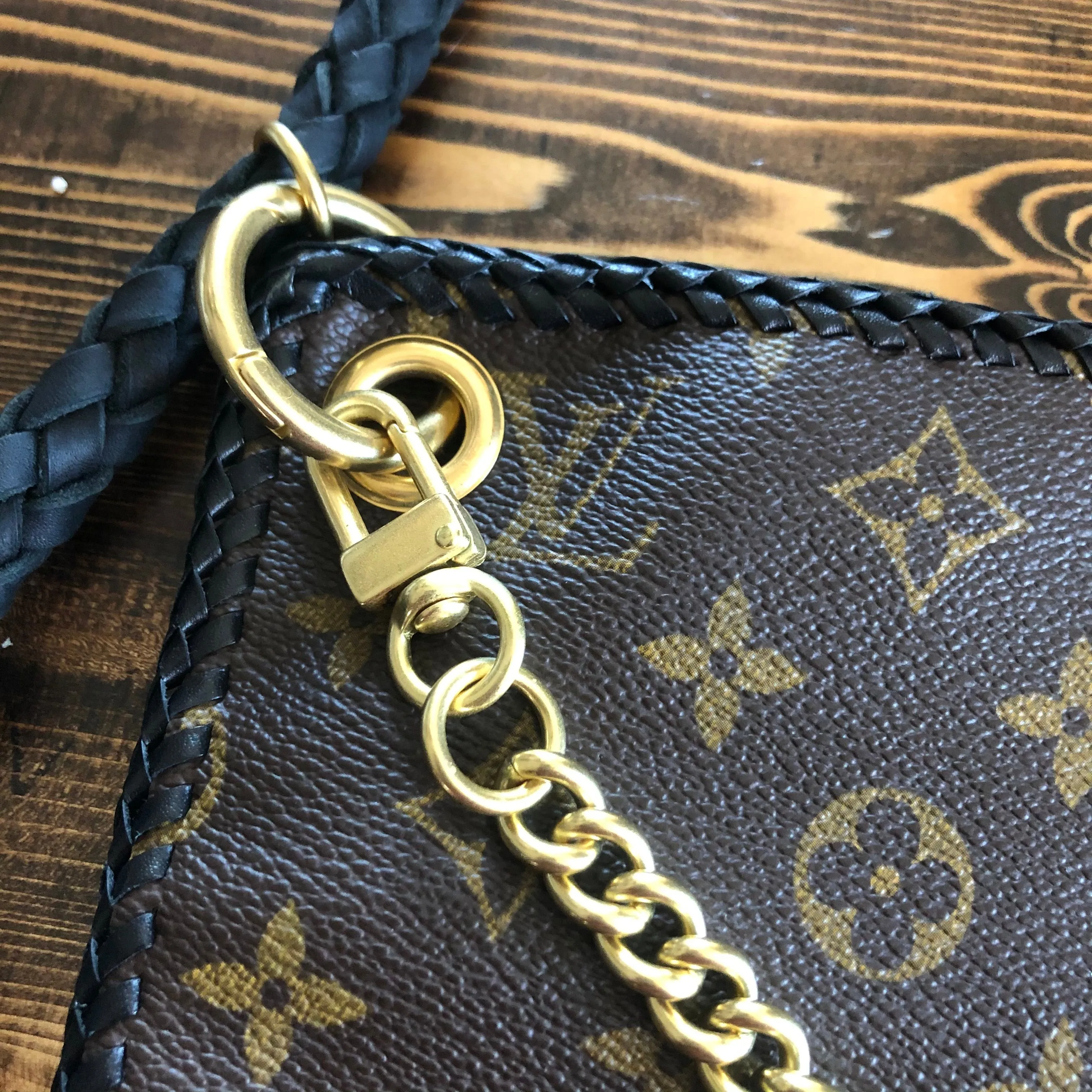The Peacock - Vintage Monogram Hobo Crossbody in Black - Gold Hardware