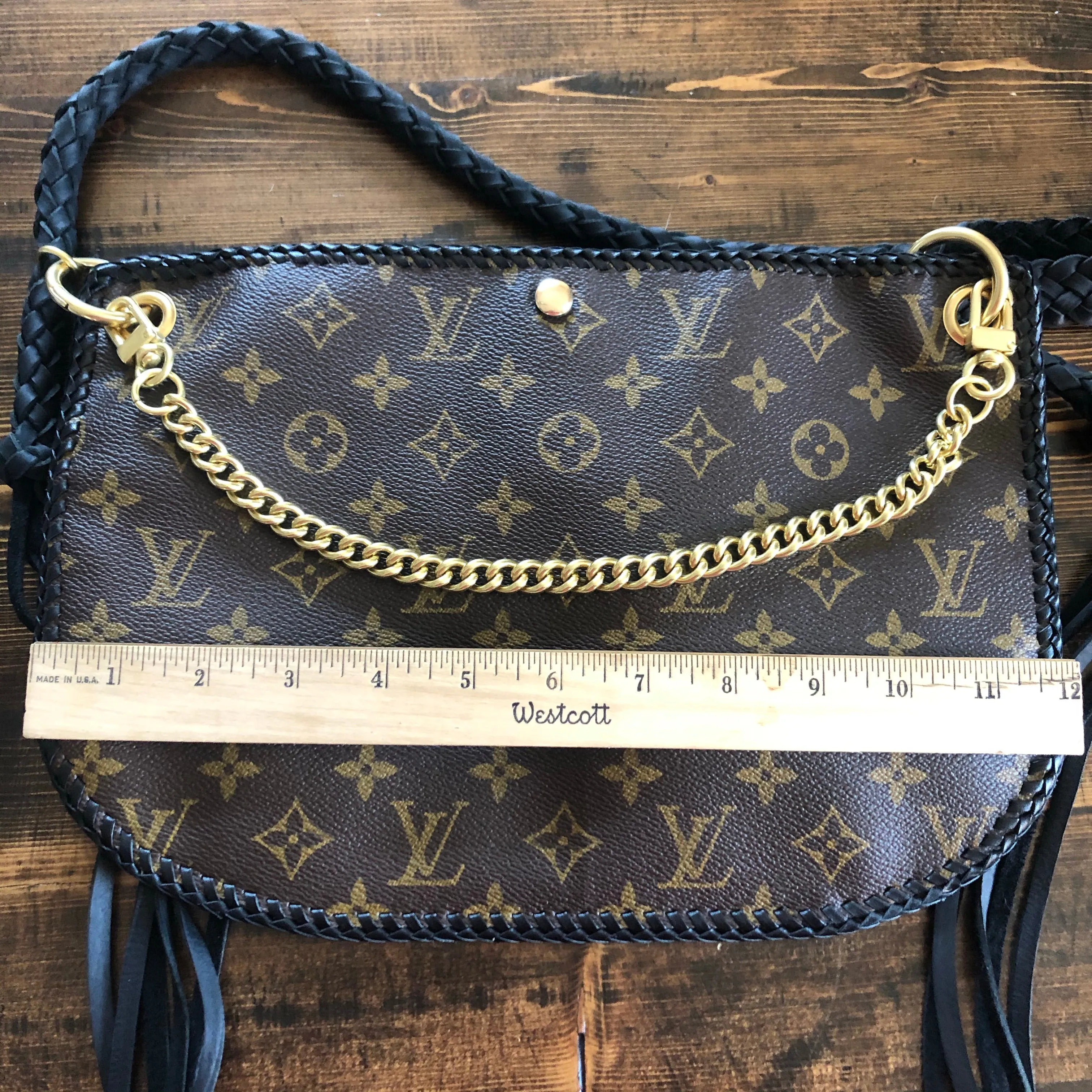 The Peacock - Vintage Monogram Hobo Crossbody in Black - Gold Hardware
