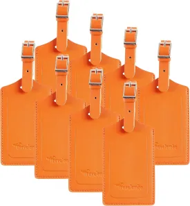Travelambo 8 Pack Luggage Tags Faux Leather for Suitcases Travel Bag Labels with Protection Cover ID