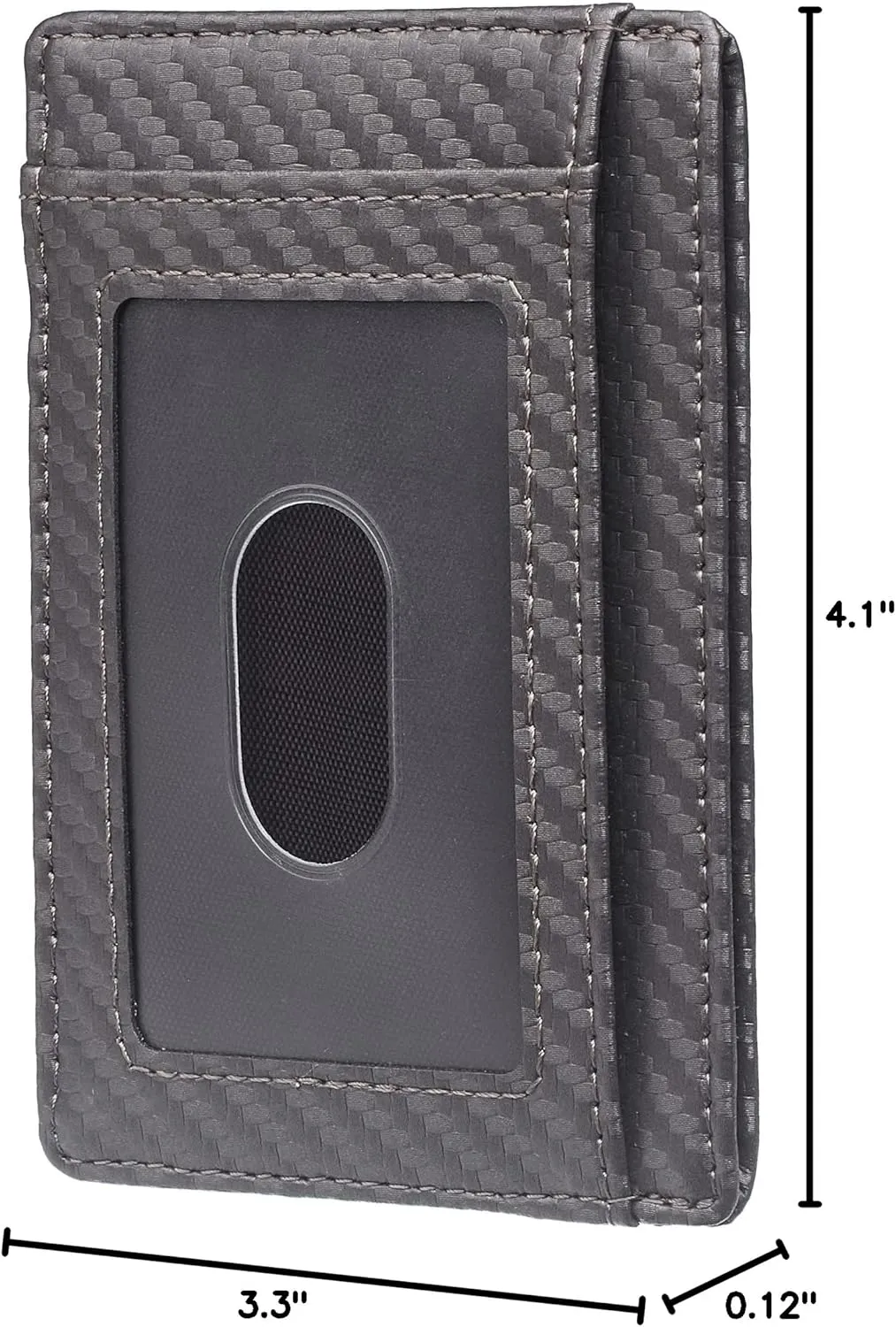 Travelambo Front Pocket Minimalist Leather Slim Wallet RFID Blocking Carbon Fiber Texture