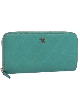 Turquoise Blue Lamb Skin Matelasse Wallet