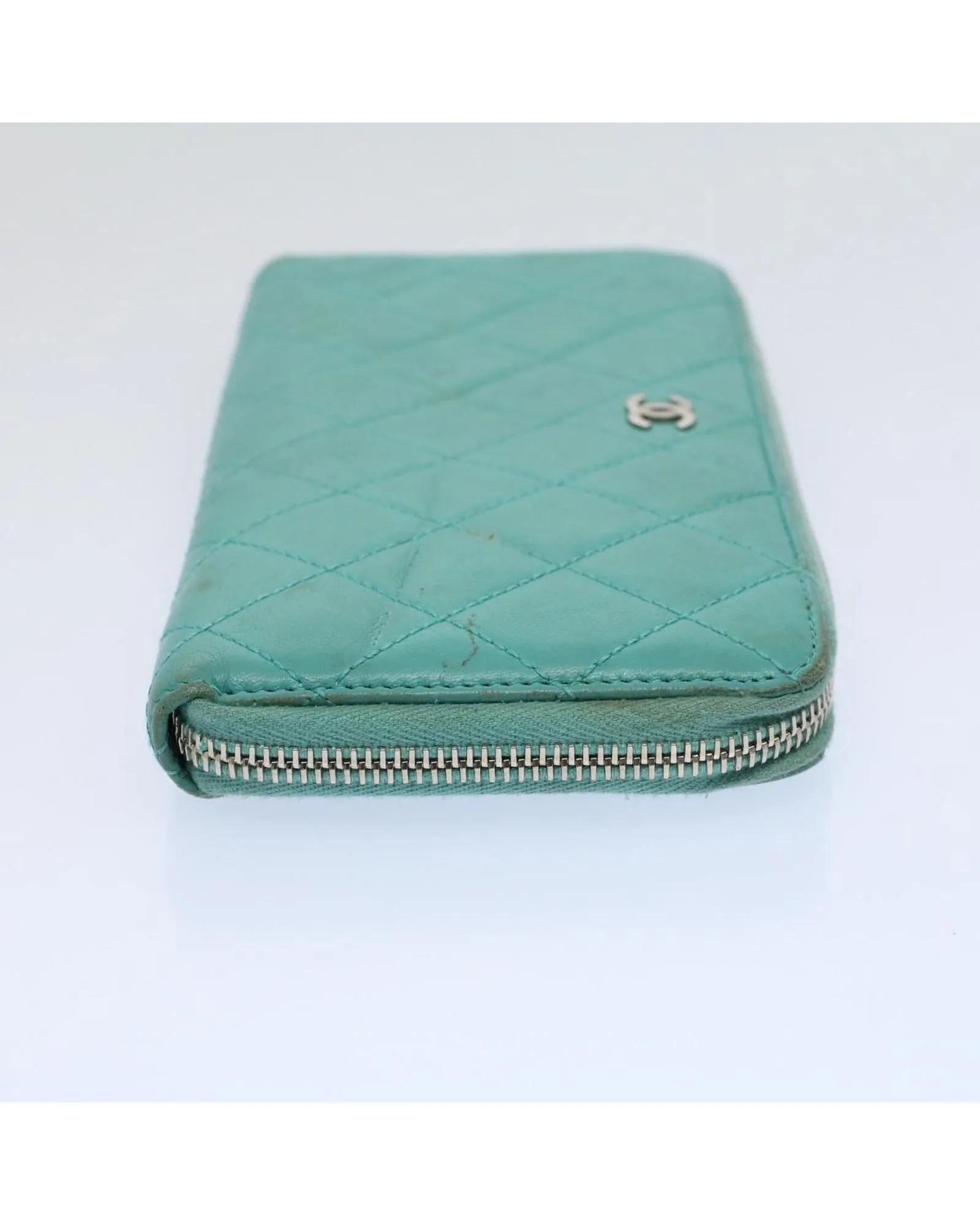 Turquoise Blue Lamb Skin Matelasse Wallet
