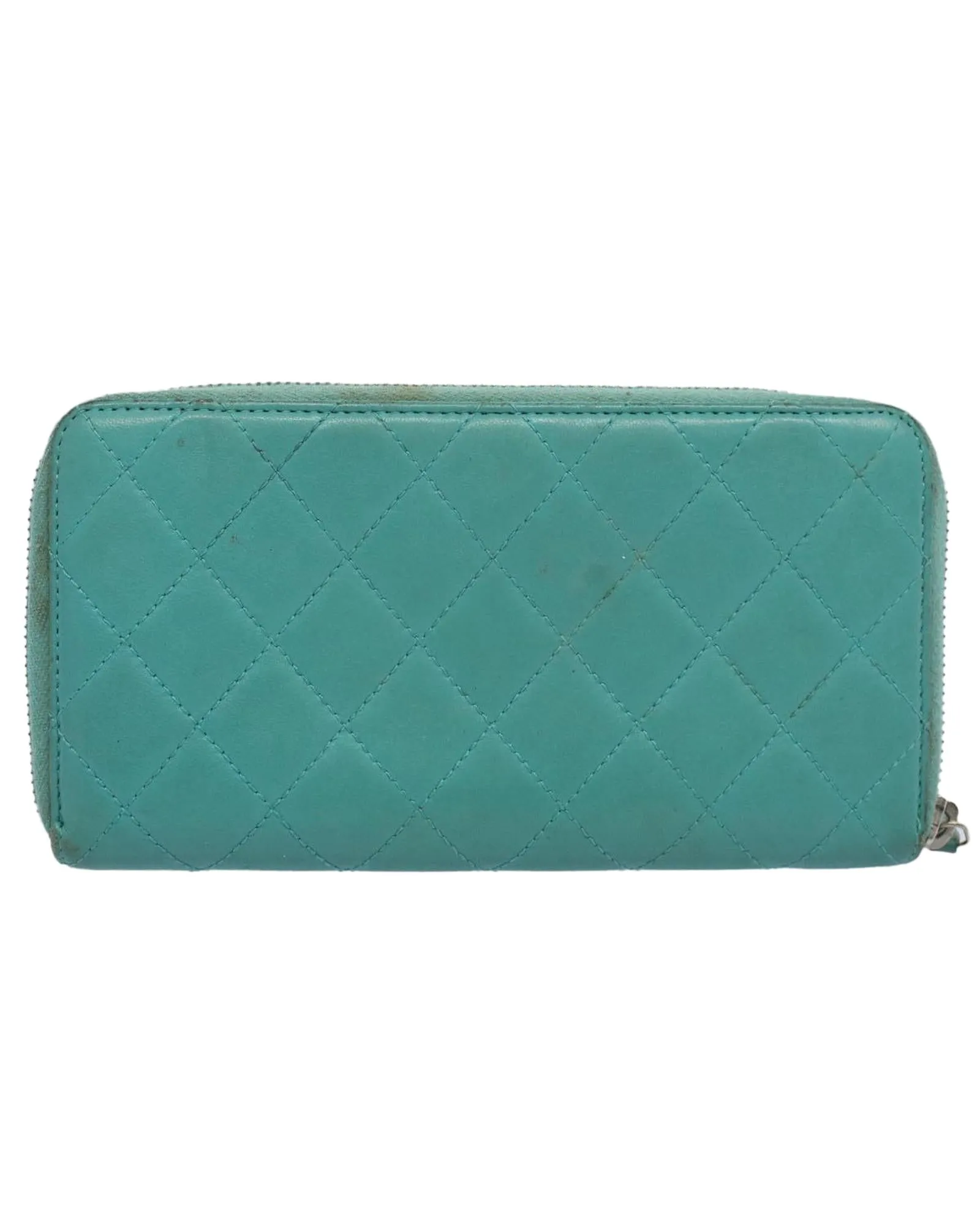 Turquoise Blue Lamb Skin Matelasse Wallet
