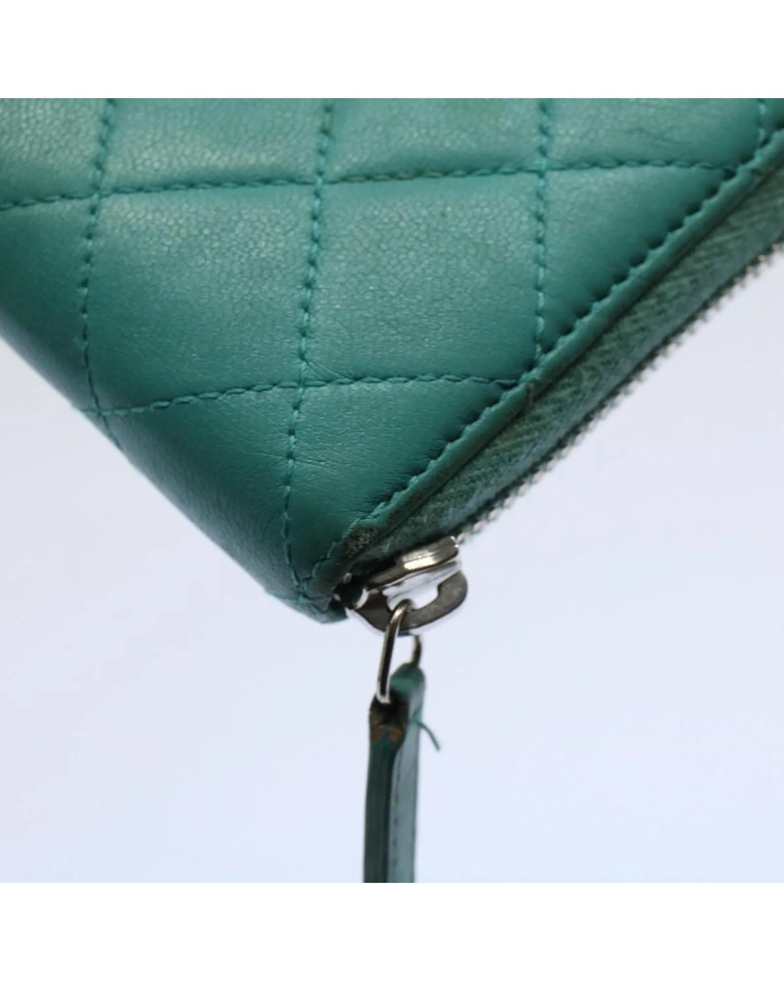 Turquoise Blue Lamb Skin Matelasse Wallet