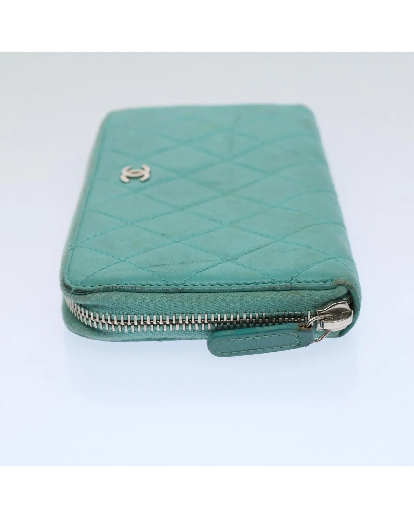 Turquoise Blue Lamb Skin Matelasse Wallet