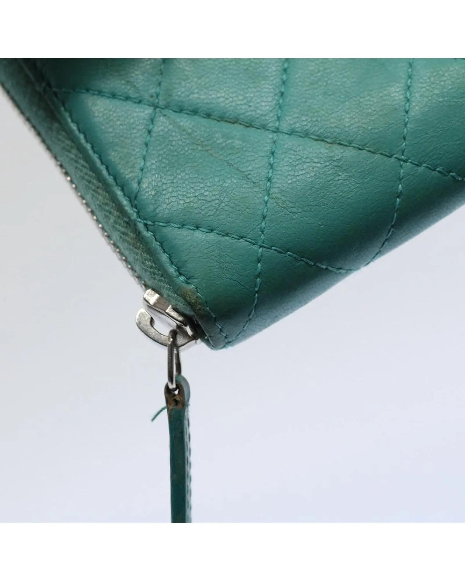 Turquoise Blue Lamb Skin Matelasse Wallet