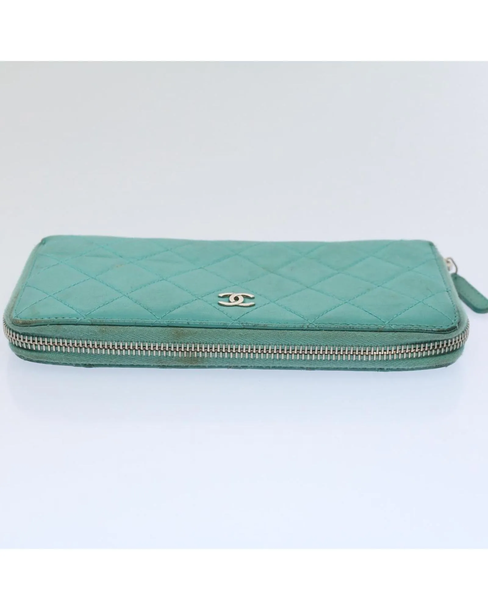 Turquoise Blue Lamb Skin Matelasse Wallet