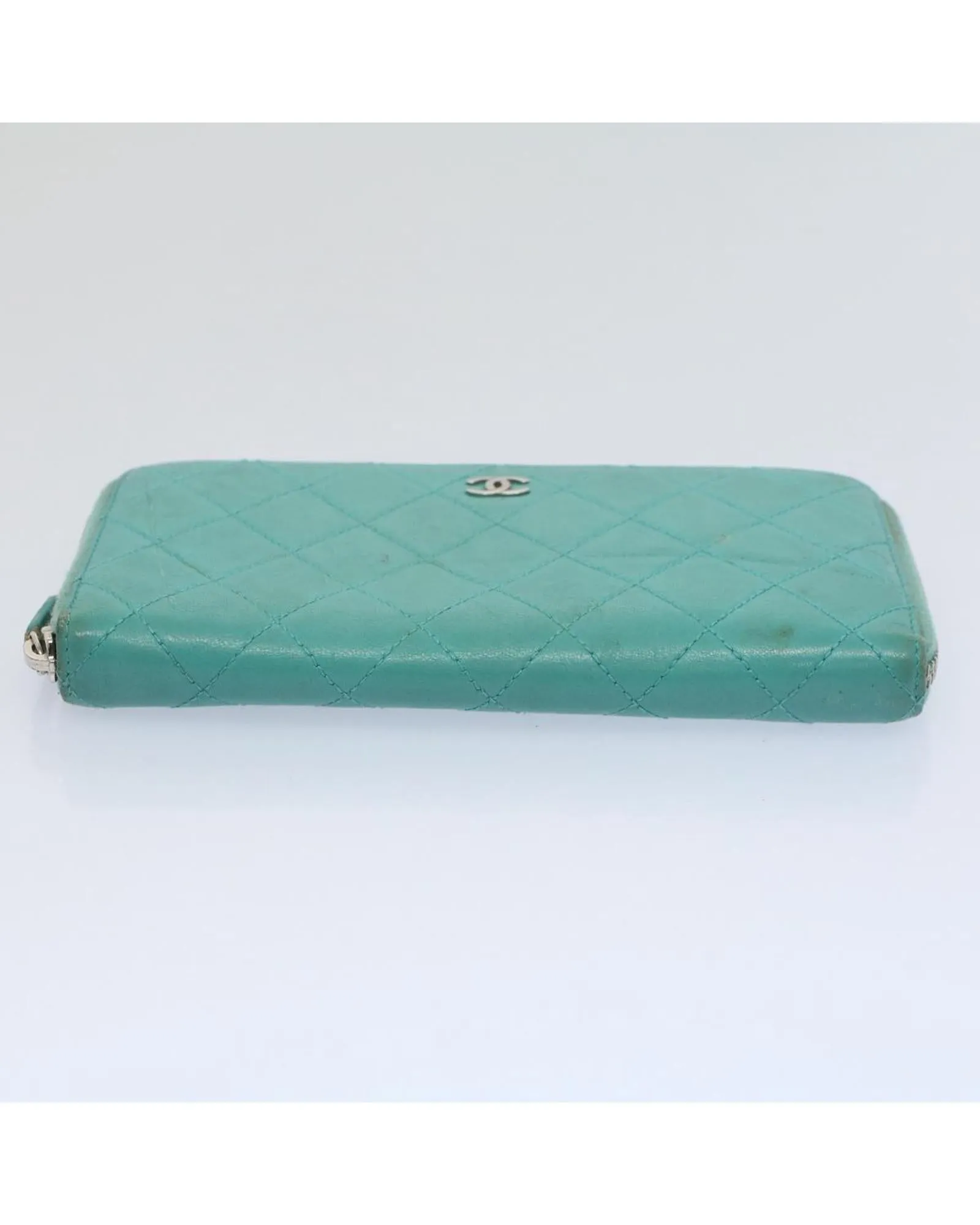 Turquoise Blue Lamb Skin Matelasse Wallet