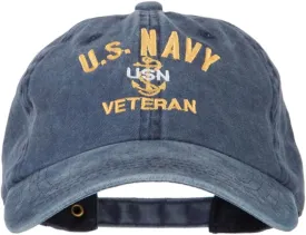 USN Veteran Military Embroidered Washed Cotton Twill Cap