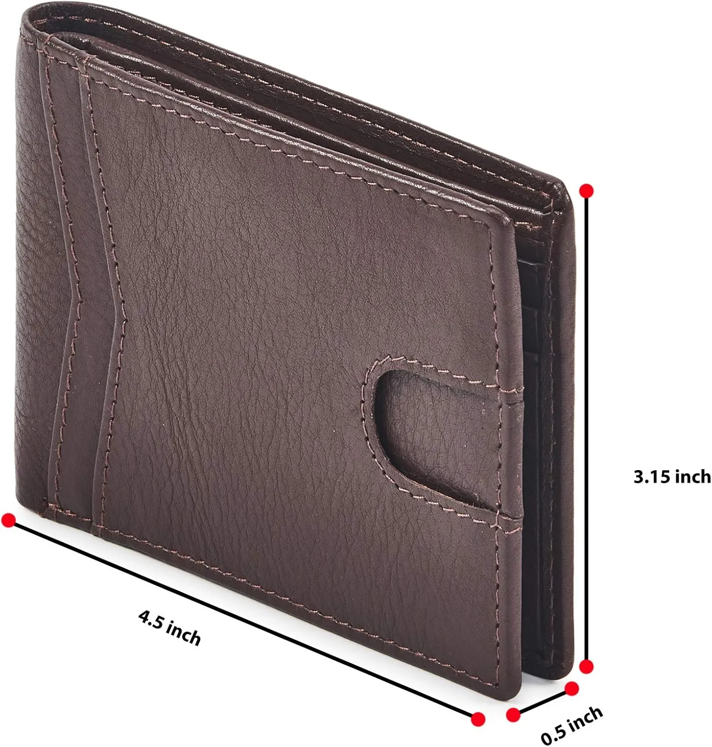 Wallet for Men Bifold Real Leather Slim RFID Blocking Front Pocket Minimalist Stylish Design with ID Window in Gift Box (Nappa, Chocolate)