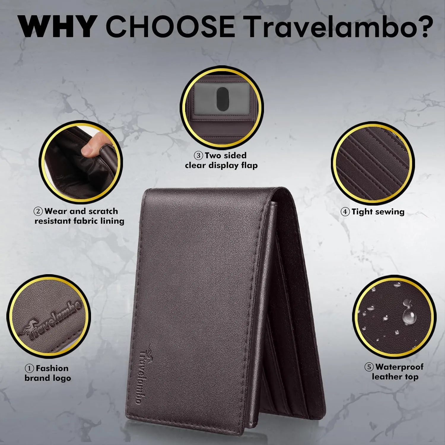 Wallet for Men, Premium Classic Mens Wallet Minimalist Slim Bifold Wallet, RFID Blocking Wallet with 10 Credit Card, 2 ID Window and 2 Cash Slots, Leather Compact Wallet, Front Pocket Card Holder