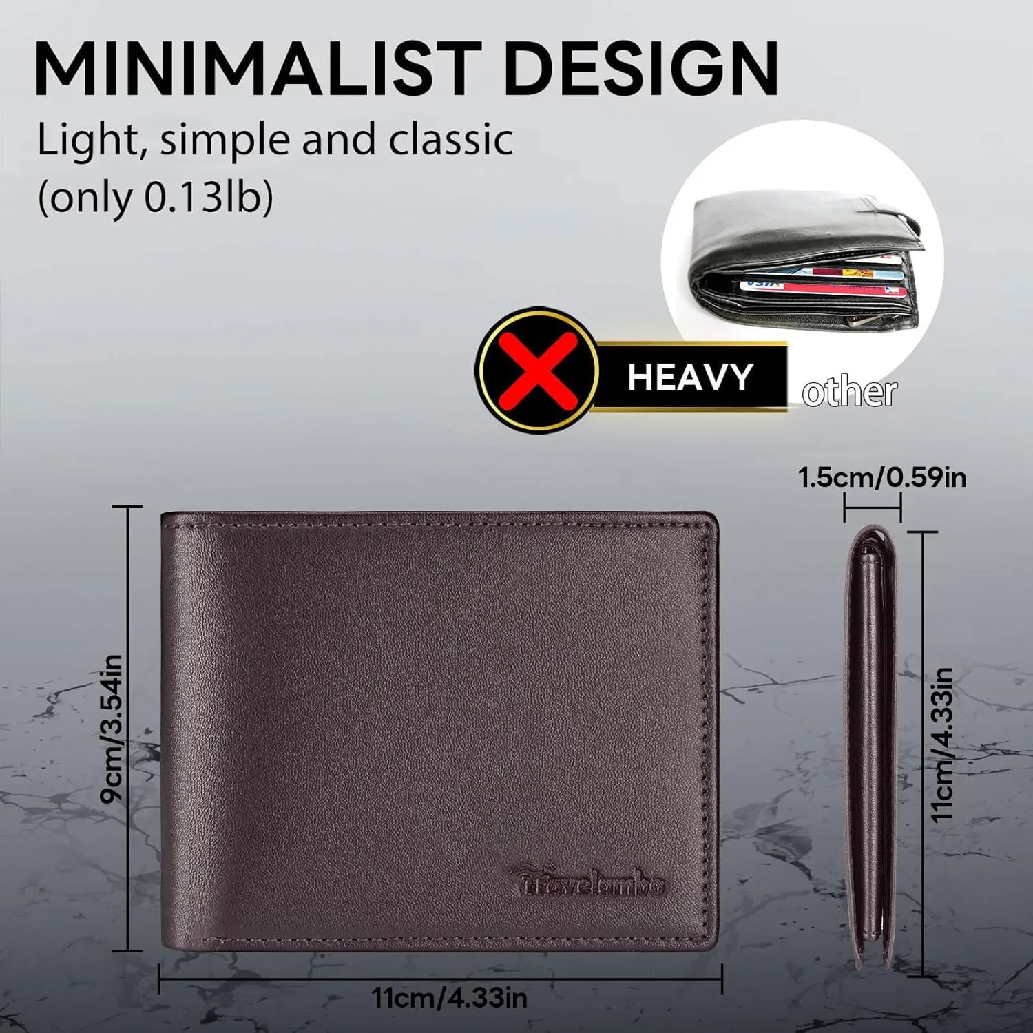 Wallet for Men, Premium Classic Mens Wallet Minimalist Slim Bifold Wallet, RFID Blocking Wallet with 10 Credit Card, 2 ID Window and 2 Cash Slots, Leather Compact Wallet, Front Pocket Card Holder