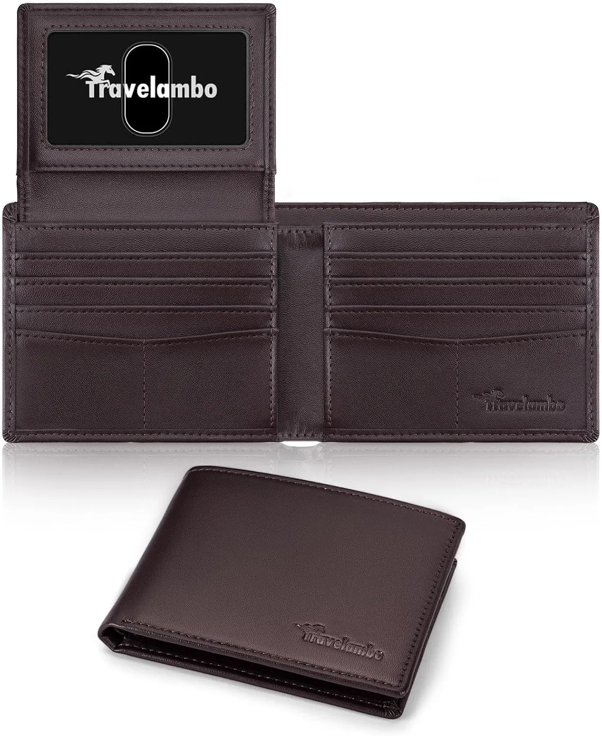 Wallet for Men, Premium Classic Mens Wallet Minimalist Slim Bifold Wallet, RFID Blocking Wallet with 10 Credit Card, 2 ID Window and 2 Cash Slots, Leather Compact Wallet, Front Pocket Card Holder