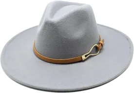 Women Fedora Hat Big Wide Brim Vintage Felted Jazz Hat Winter Formal Dress Cap Sombreros Gray