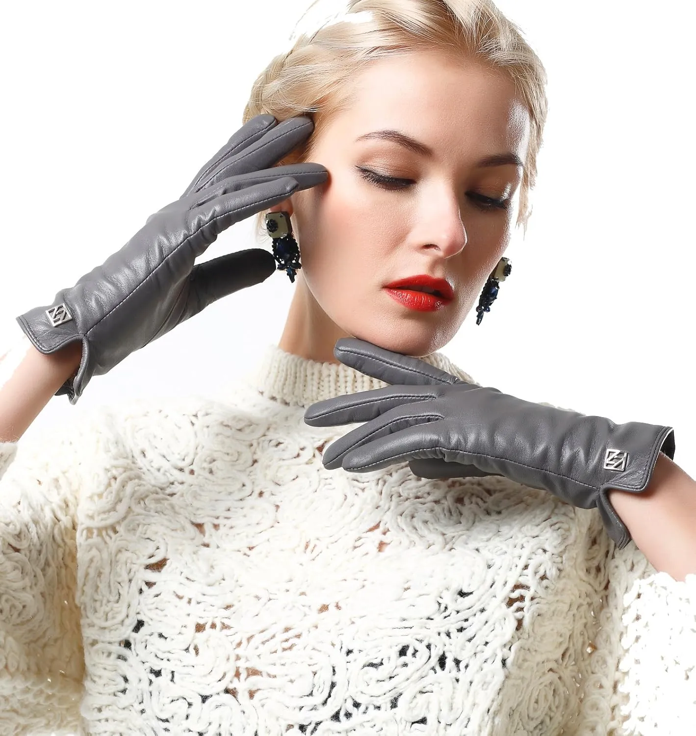 Women's Italian Leather Gloves Lambskin Winter Comfort Gloves (Touchscreen or Non-Touchscreen)