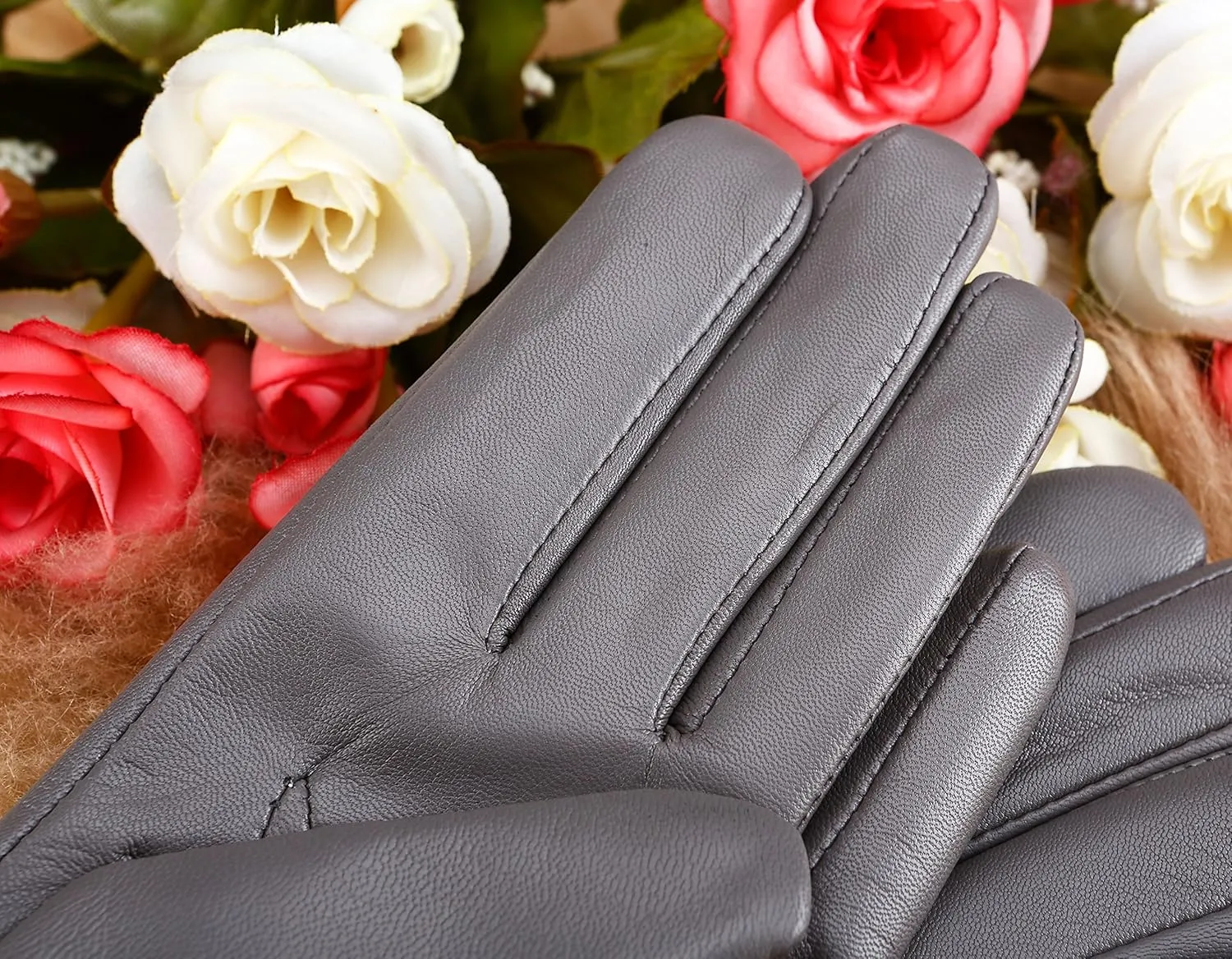 Women's Italian Leather Gloves Lambskin Winter Comfort Gloves (Touchscreen or Non-Touchscreen)