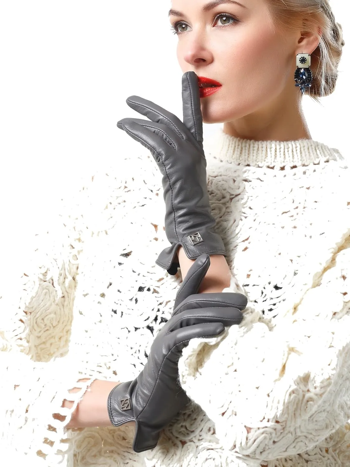 Women's Italian Leather Gloves Lambskin Winter Comfort Gloves (Touchscreen or Non-Touchscreen)