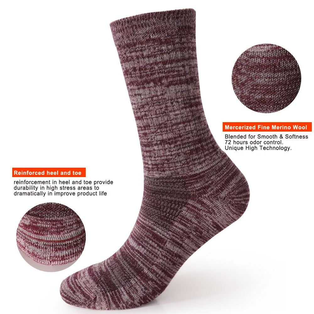 Women's Long Way Hiking Wine Crew Sock 4 Pack